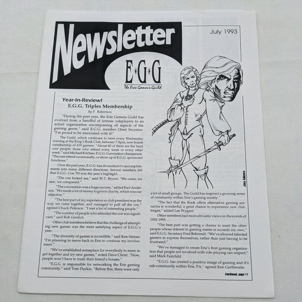 Egg The Erie Gamers Guild July 1993 Newsletter
